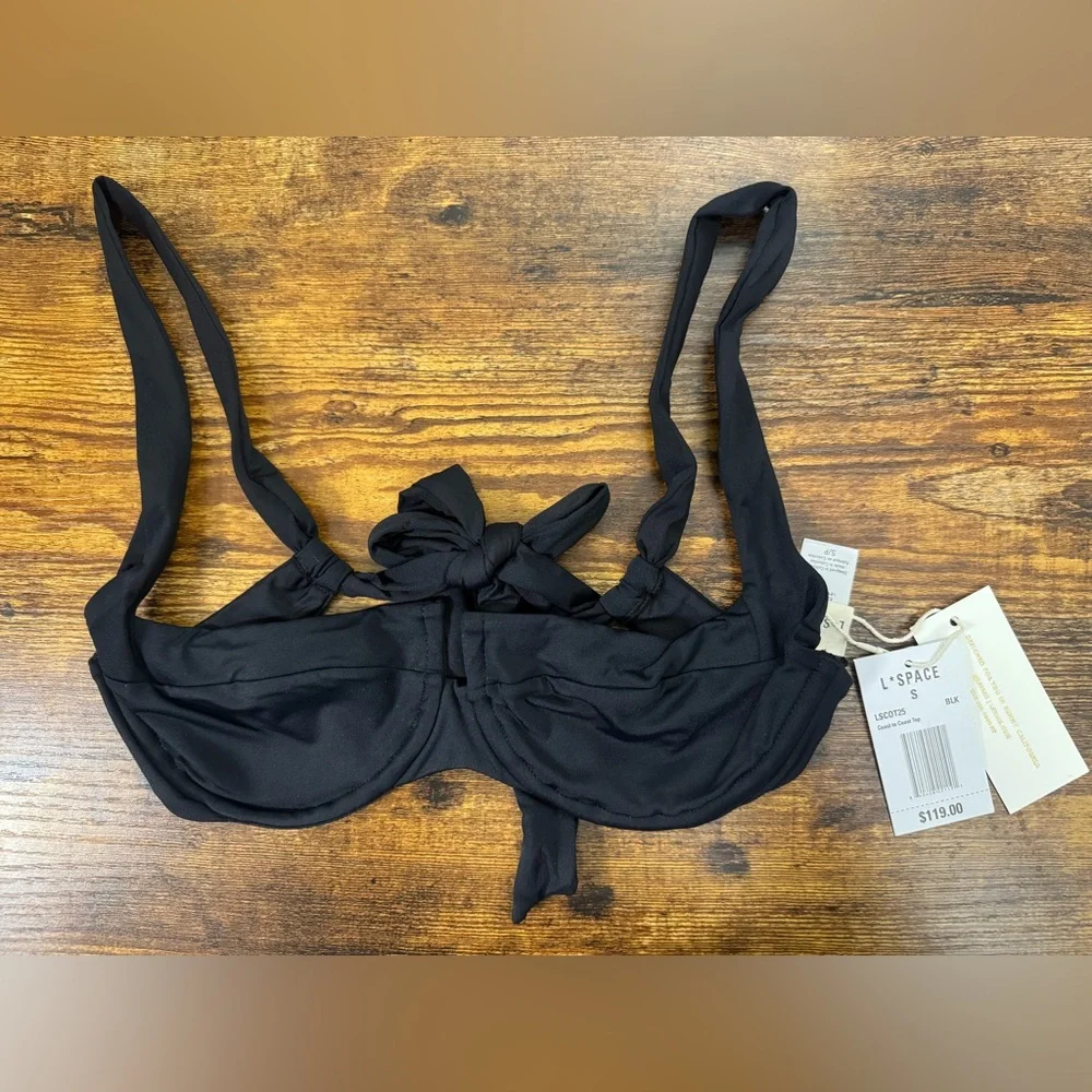 L*Space Coast To Coast Underwire Bikini Top in Black-Size Small NWT